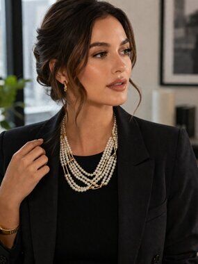 Vintage-Inspired Multi-Strand Faux Pearl 10" Statement Necklace